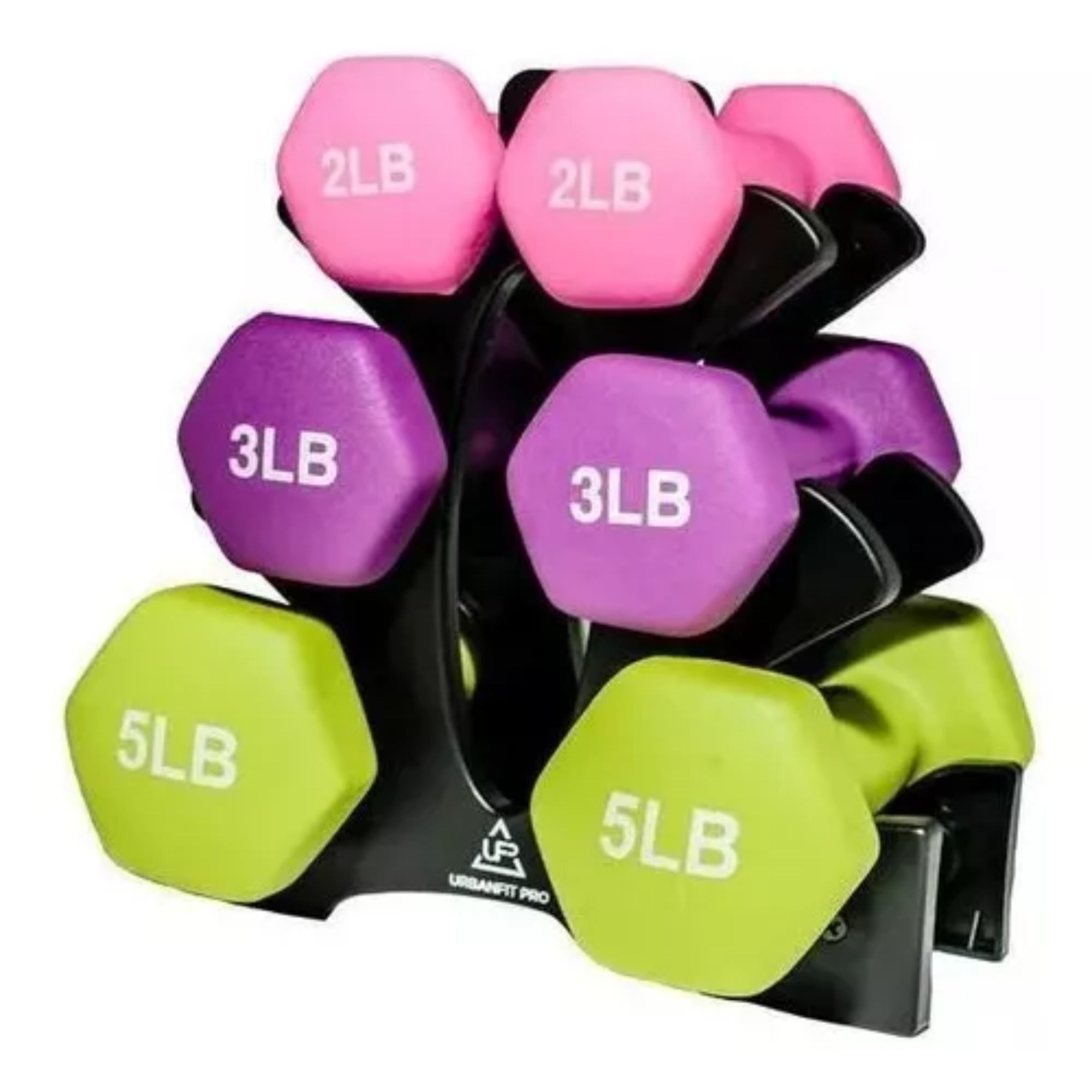 Set Kit Mancuernas Pesas 2, Y Lbs Forro Neopreno Y Soporte