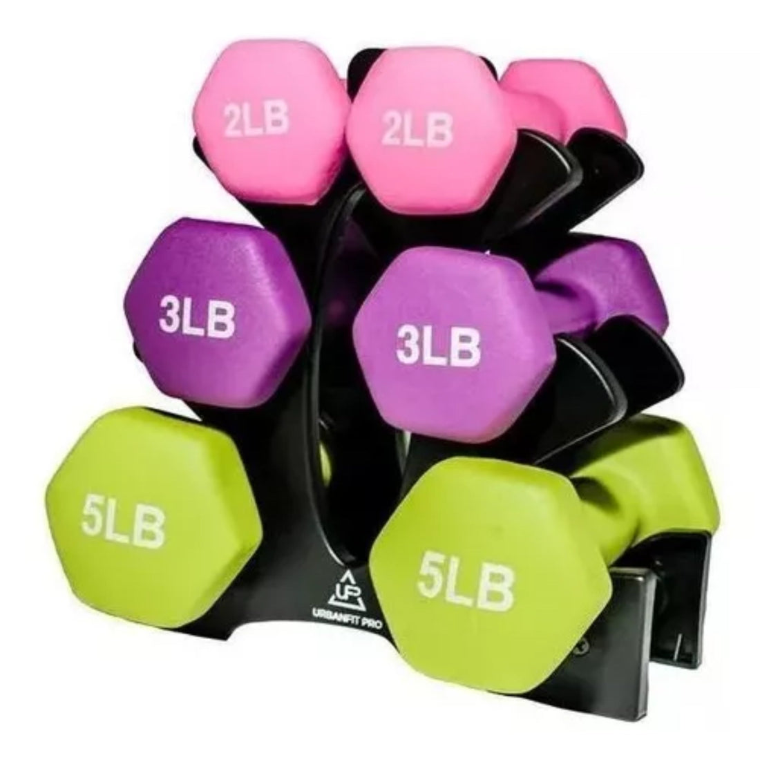 Set Kit Mancuernas Pesas 2, 3 Y 5 Lbs Forro Neopreno Y Soporte - Fitness - Homesale | HS - PEMV123