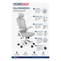Silla Oficina Ergonomica Reclinable Ajuste Altura Posacabeza Gris Nylon / Policarbonato / Metal