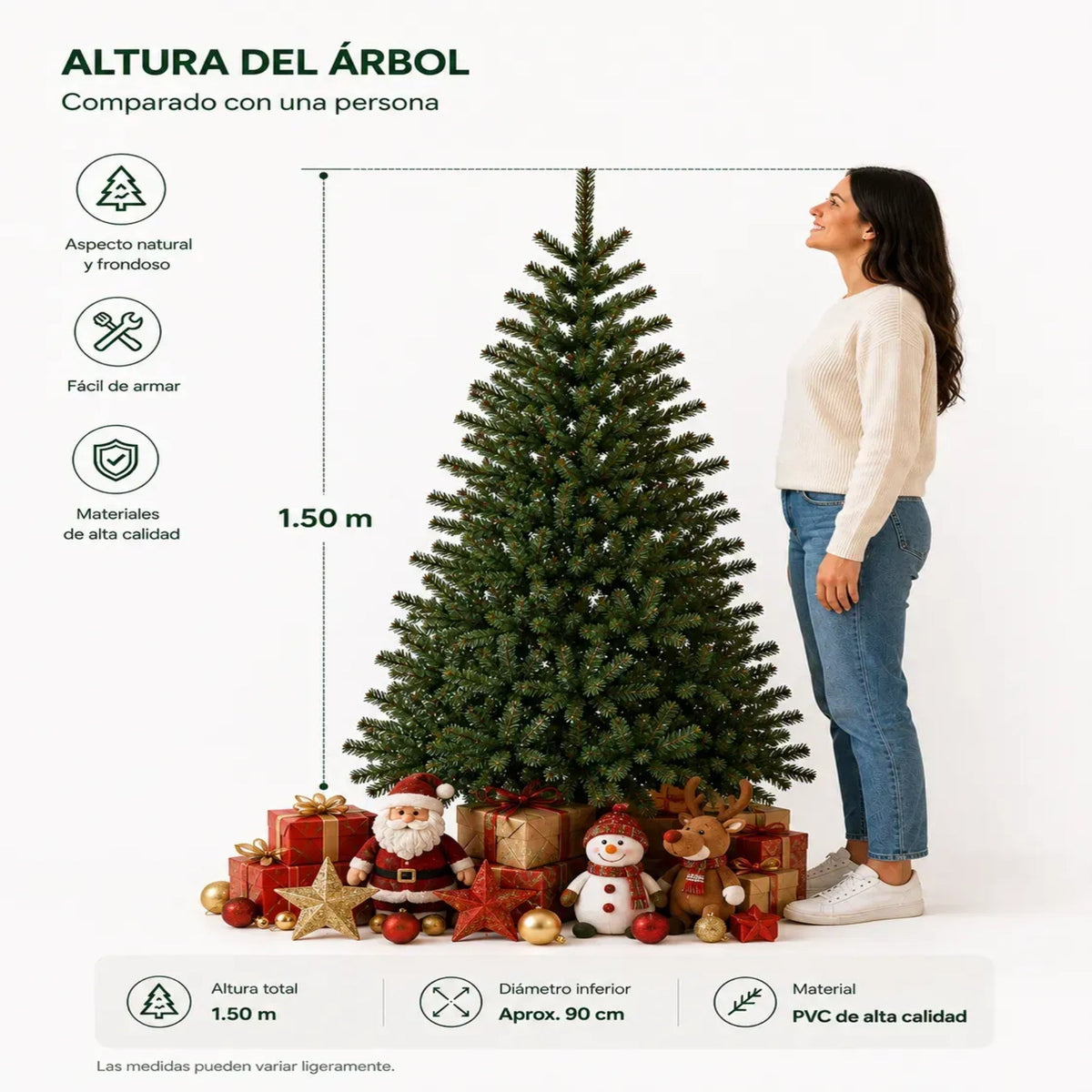 Arbol De Navidad 1.50cm Robusto 558 Ramas Verde - Árbol de Navidad - Homesale | HS-AN150
