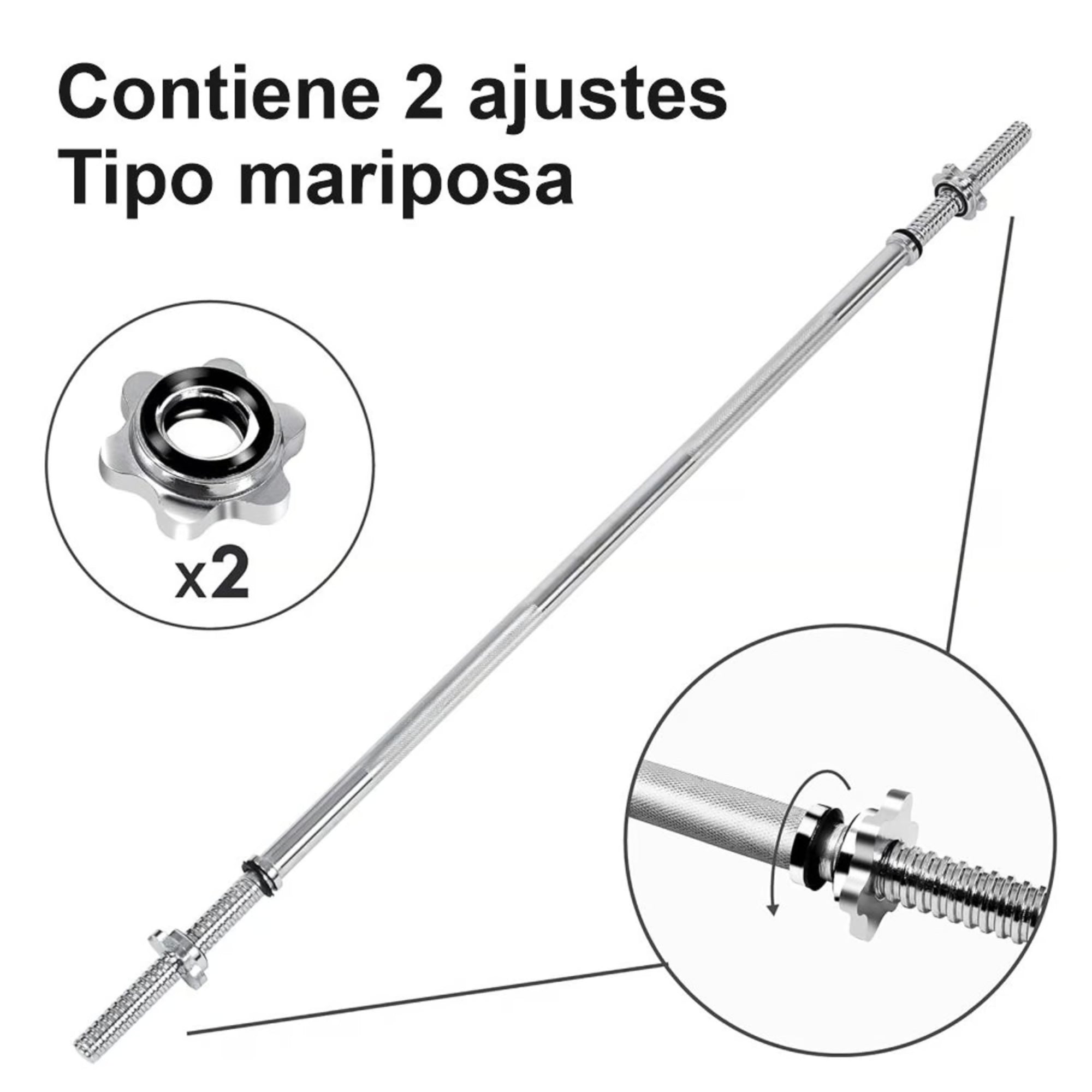 Barra Recta 120cm Para Pesas De Disco Estandar Acero Cromada - Fitness - Homesale | HS - PEKBR