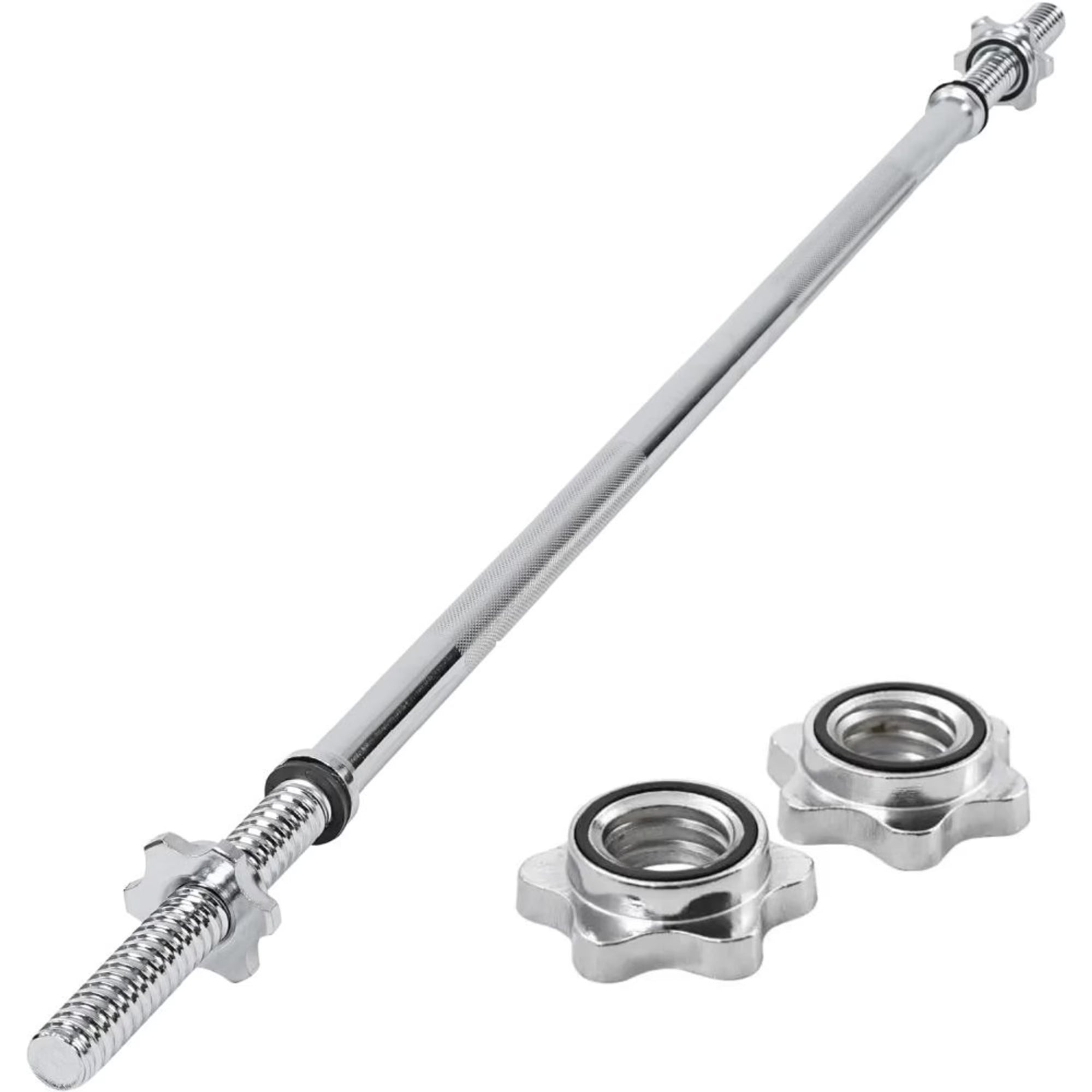 Barra Recta 120cm Para Pesas De Disco Estandar Acero Cromada - Fitness - Homesale | HS - PEKBR