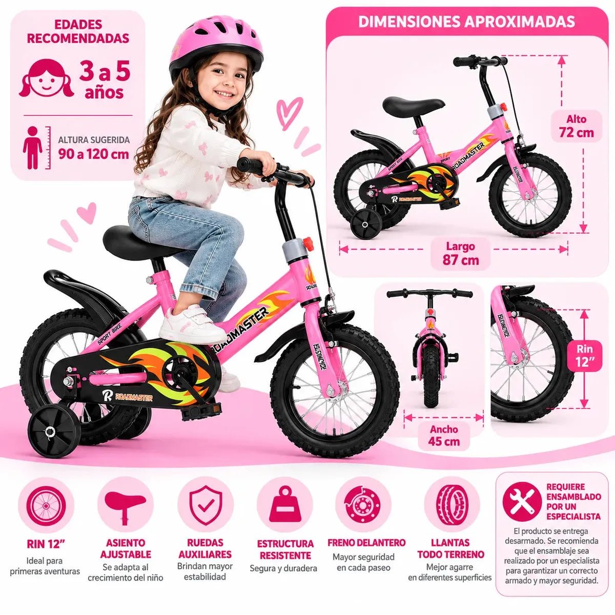 Bicicleta Infantil Roadmaster Rin 12" para Niños de 3 a 5 Años - Bicicletas - Roadmaster | HS-BIR12P