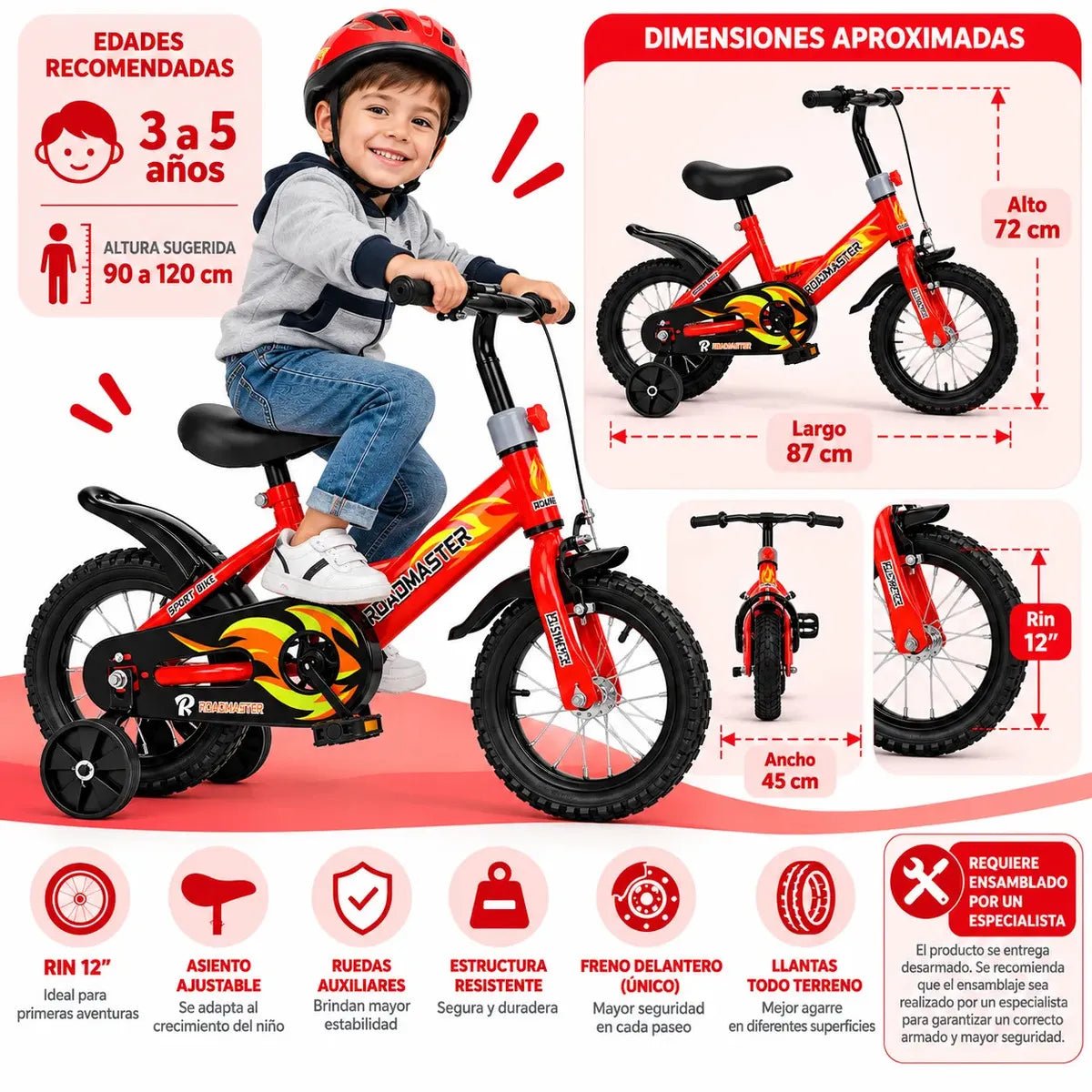Bicicleta Infantil Roadmaster Rin 12" para Niños de 3 a 5 Años - Bicicletas - Roadmaster | HS-BIR12P