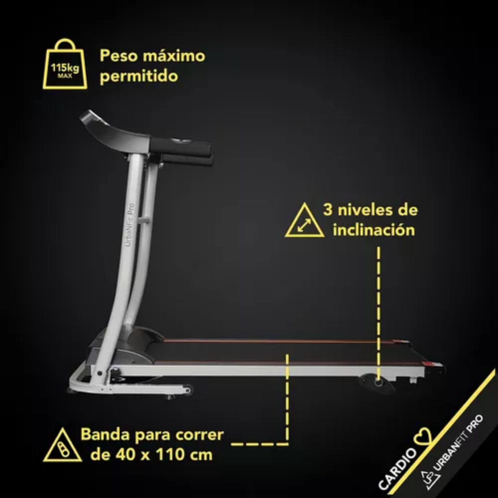 Caminadora Eléctrica Urbanfit Pro Gold 8000 110v Color Negro - Fitness - Homesale | HS - CAUFP8000G