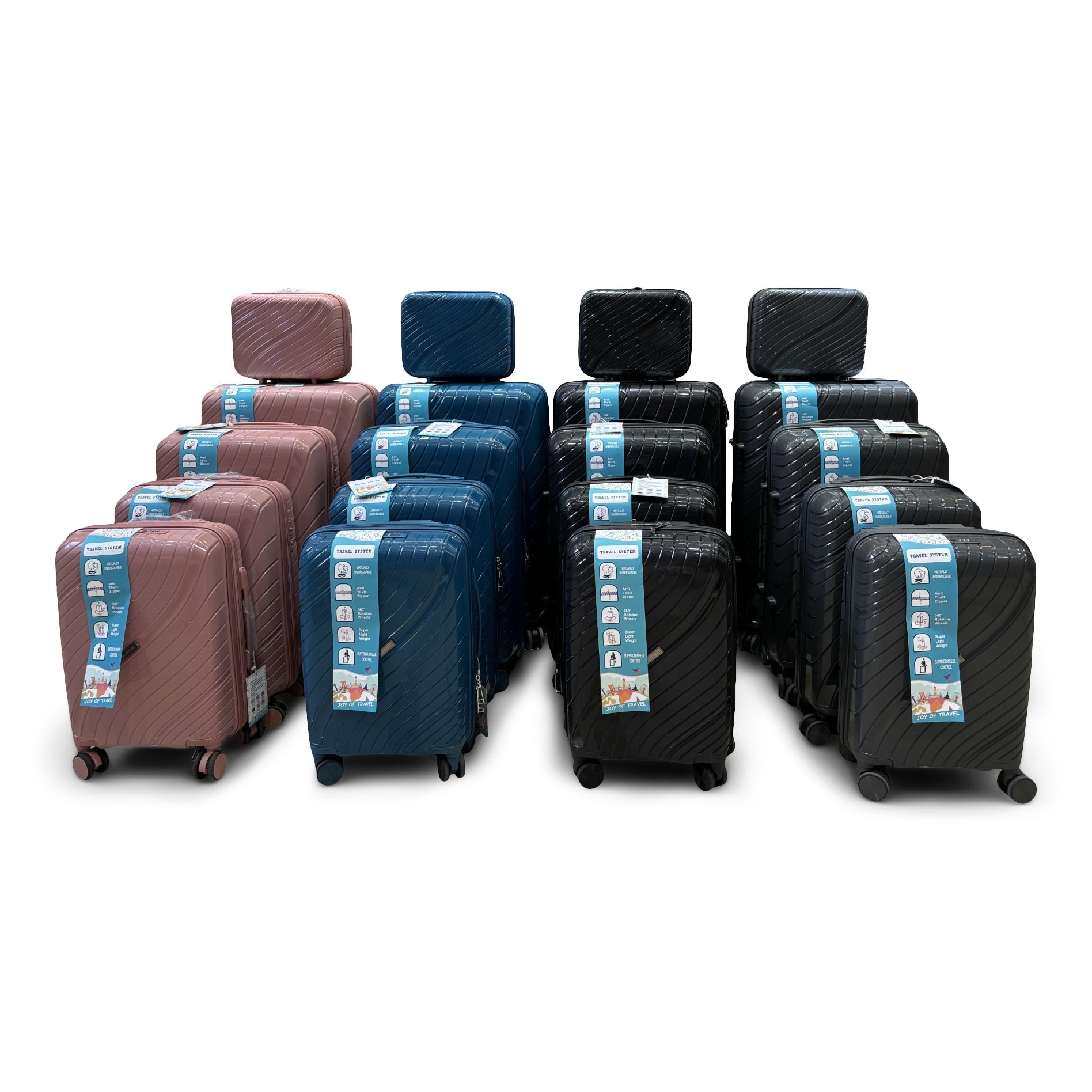 Combo de Maletas de Viaje Travel System 5 Tamaños Seguro TSA Rosado - Maletas de Viaje - Travel System | TS - MVM6886CG