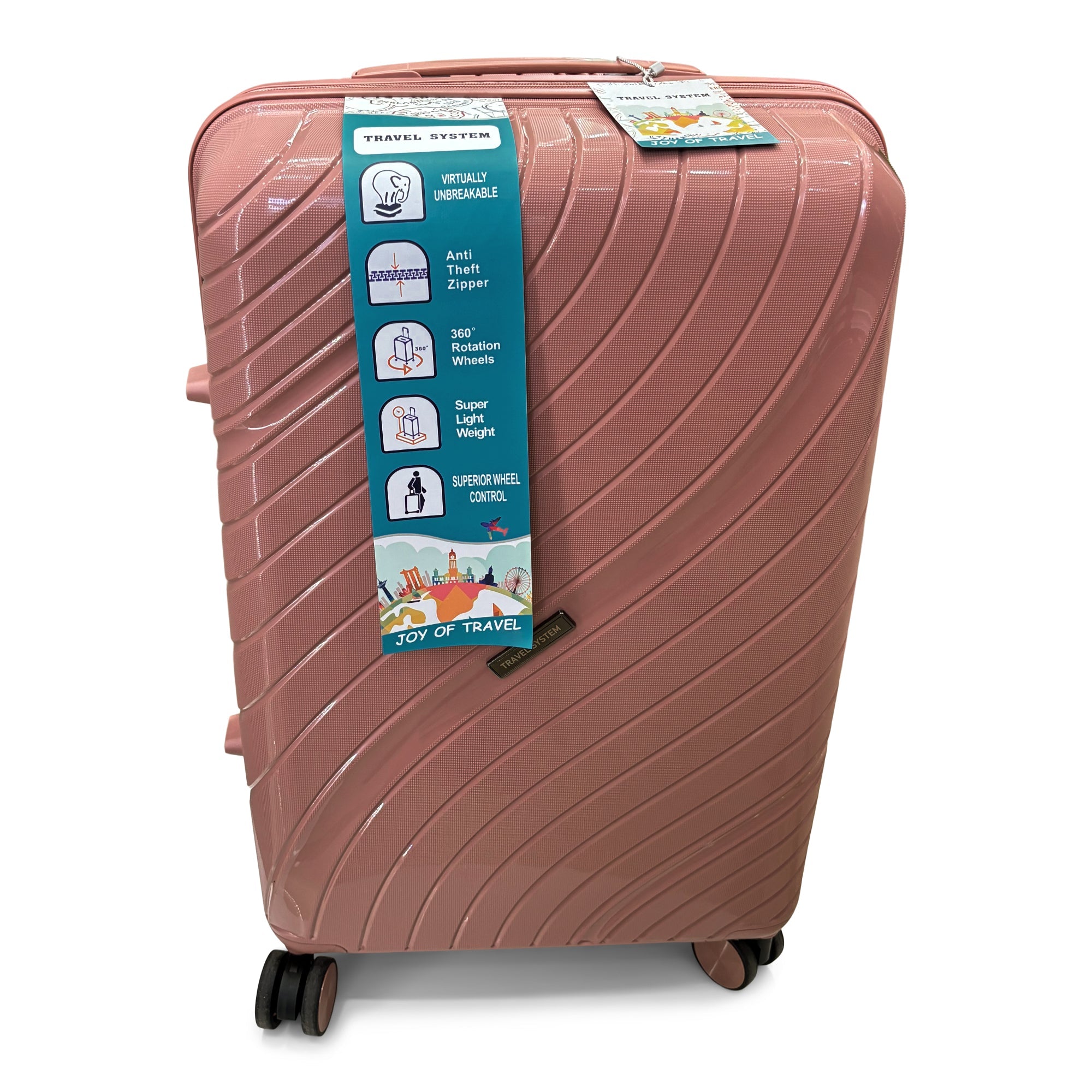 Combo de Maletas de Viaje Travel System 5 Tamaños Seguro TSA Rosado - Maletas de Viaje - Travel System | TS - MVM6886CR