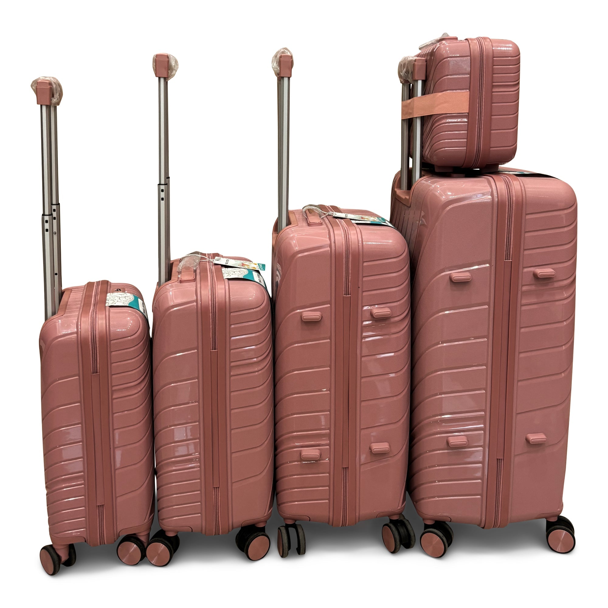 Combo de Maletas de Viaje Travel System 5 Tamaños Seguro TSA Rosado - Maletas de Viaje - Travel System | TS - MVM6886CR