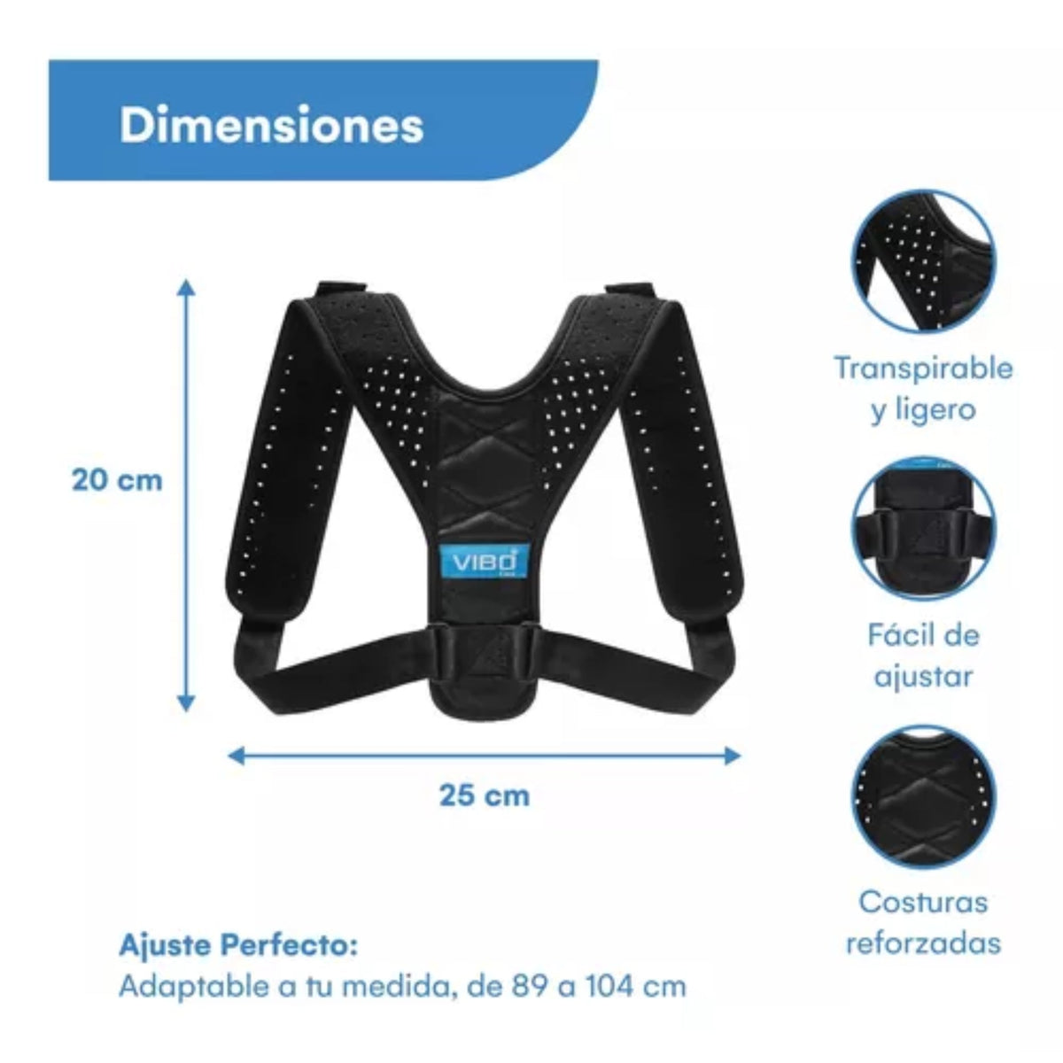 Faja Espalda Corrector Postura Soporte Clavicula Unisex Negra - Fitness - Homesale | HS - COPOUSX