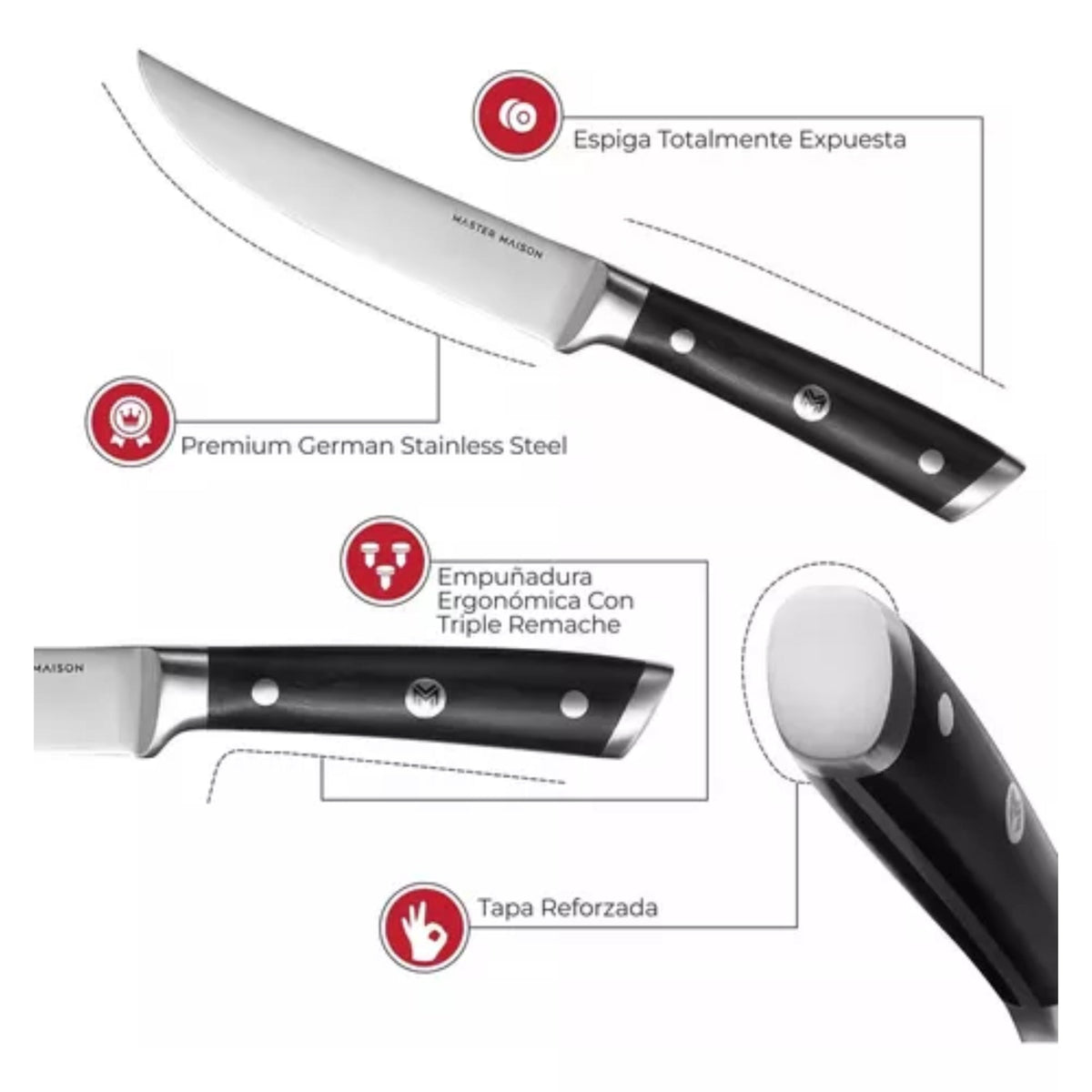 Juego 6 Cuchillos Alemanes Acero Inoxidable Cocina Carne - Homesale | HS - KCUNE