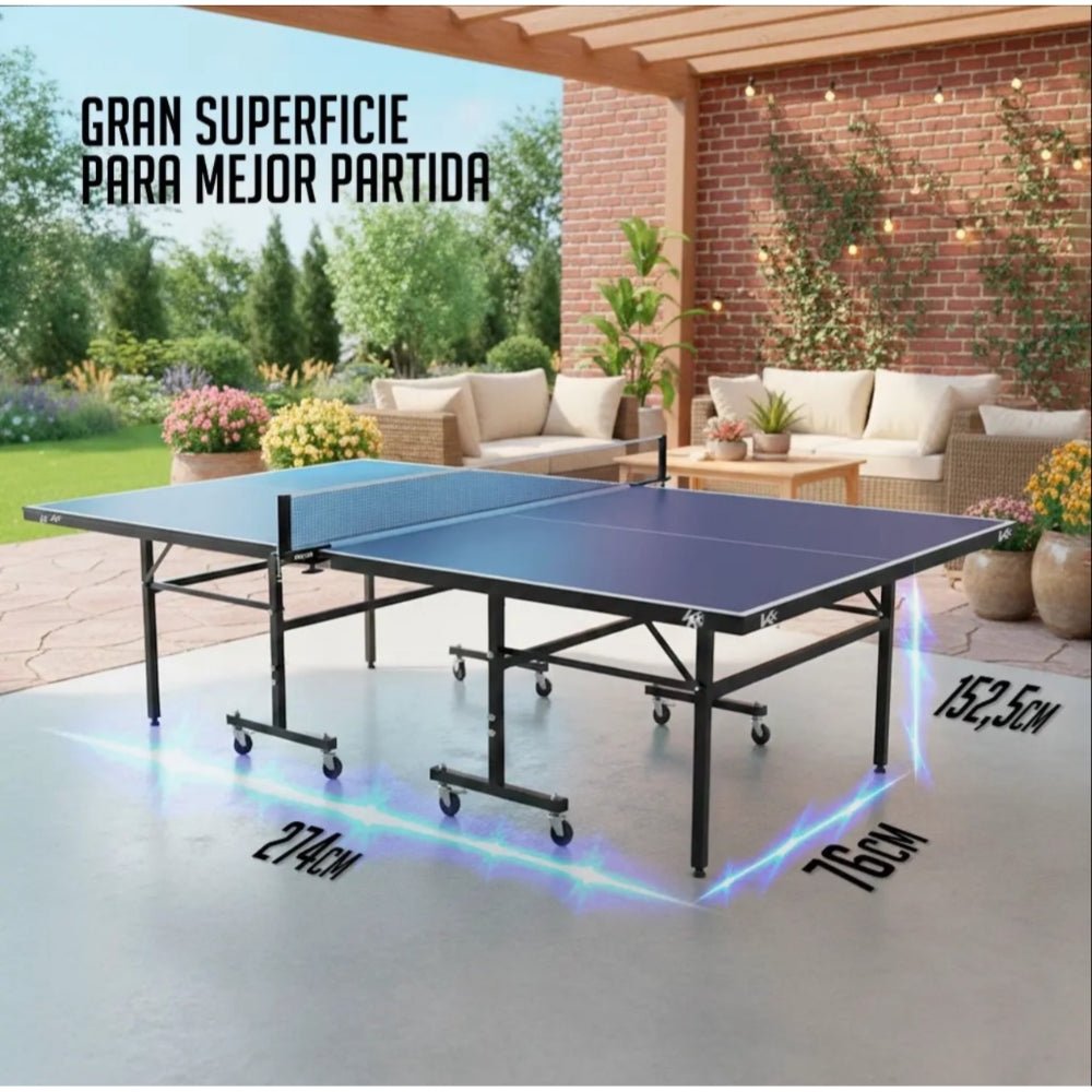 Mesa De Ping Pong Profesional 12mm Color Azul claro Con Ruedas - mesa ping pong - Homesale | HS-PPMPAZ12MM