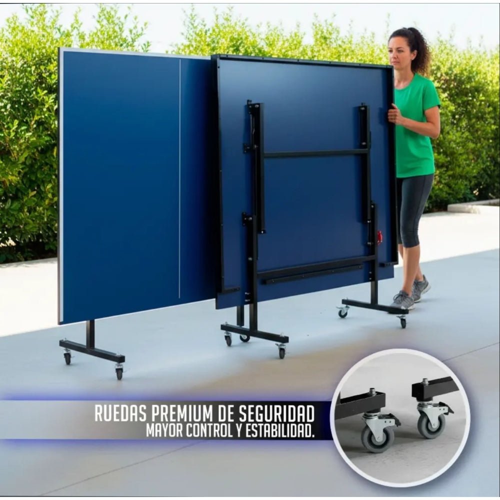 Mesa De Ping Pong Profesional 12mm Color Azul claro Con Ruedas - mesa ping pong - Homesale | HS-PPMPAZ12MM