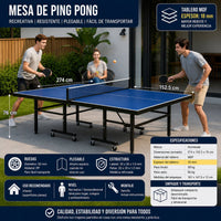 Mesa De Ping Pong Profesional 18mm Color Azul claro Con Ruedas - mesa ping pong - Homesale | HS-PPMPAZ18MM