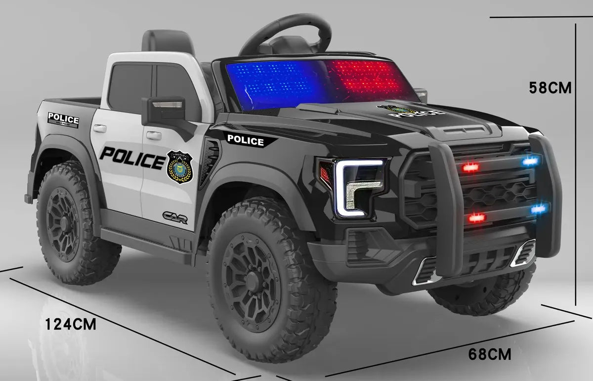 Montable Eléctrico Infantil Camioneta Policía 4x4 con Luces, Bluetooth y Control Parental - Montable - Homesaleco | HS-VEMCAMPOCN