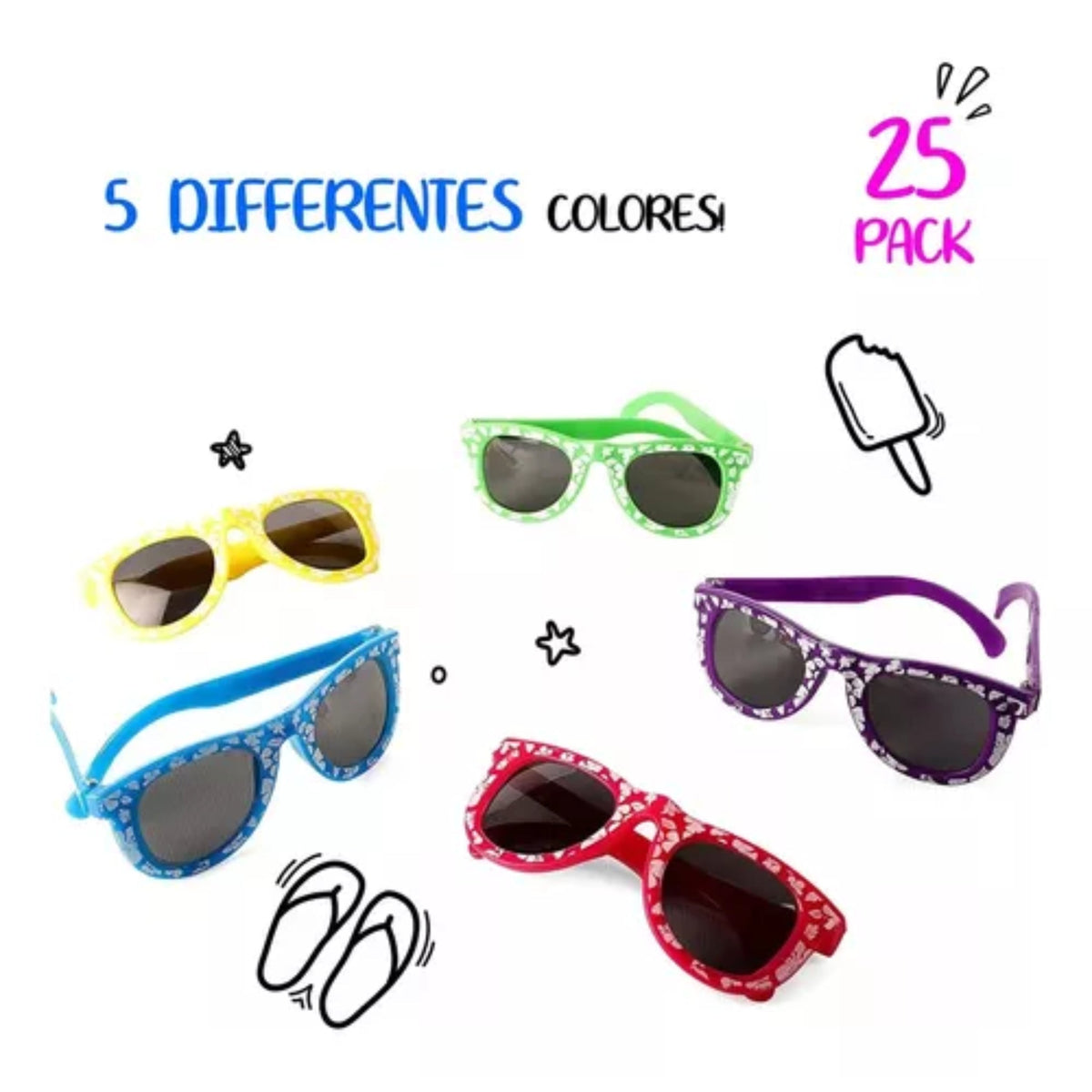 Paquete 25 Gafas De Sol Niños Fiesta Recuerdo Piñata Obsequio Fiestas - Homesale | HS - GAMC25