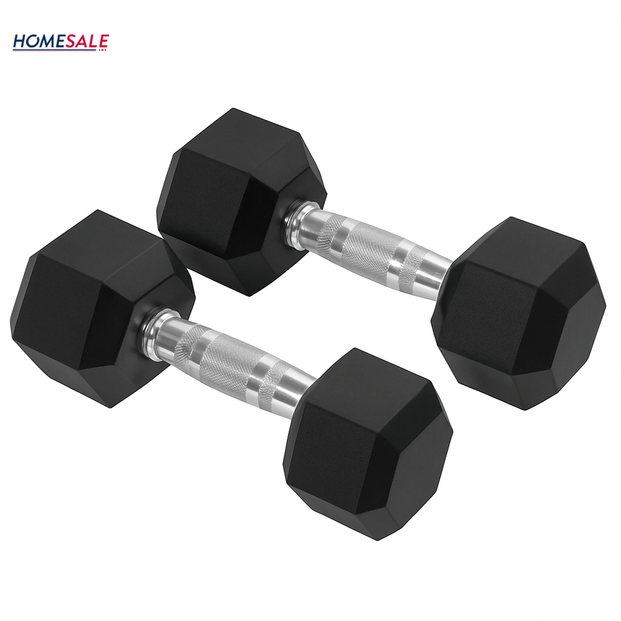 Par de Pesas Hexagonales 10 lbs Encauchetadas 20 Lbs en Total