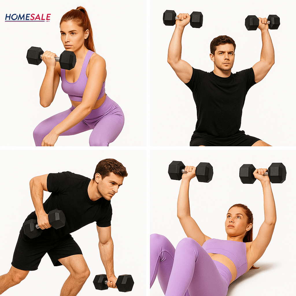 Par de Pesas Hexagonales 10 lbs Encauchetadas 20 Lbs en Total - mancuernas - Homesale | HS - PEH10LBBK