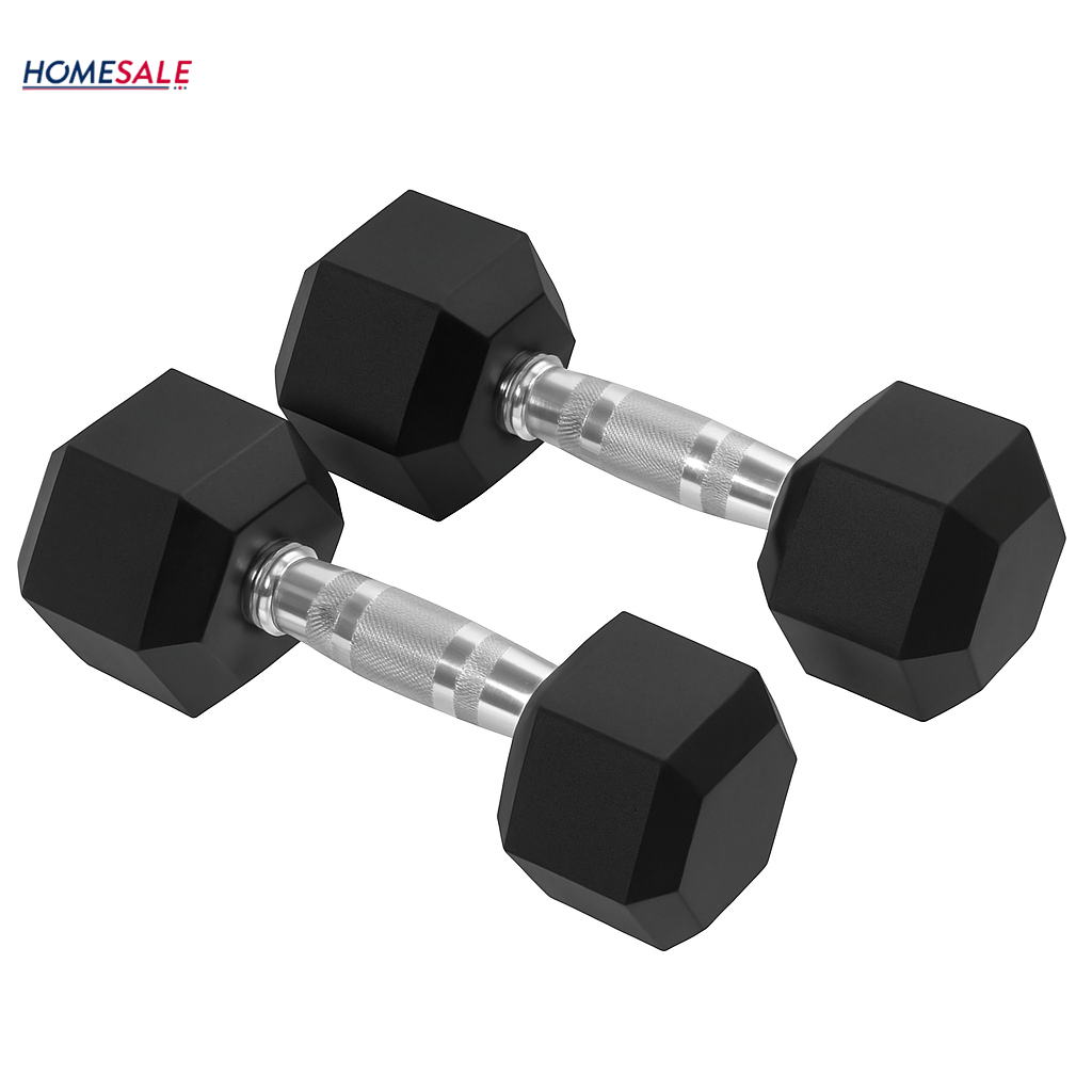 Par de Pesas Hexagonales 15 lbs Encauchetadas 30 Lbs en Total - mancuernas - Homesale | HS - PEH15LBBK