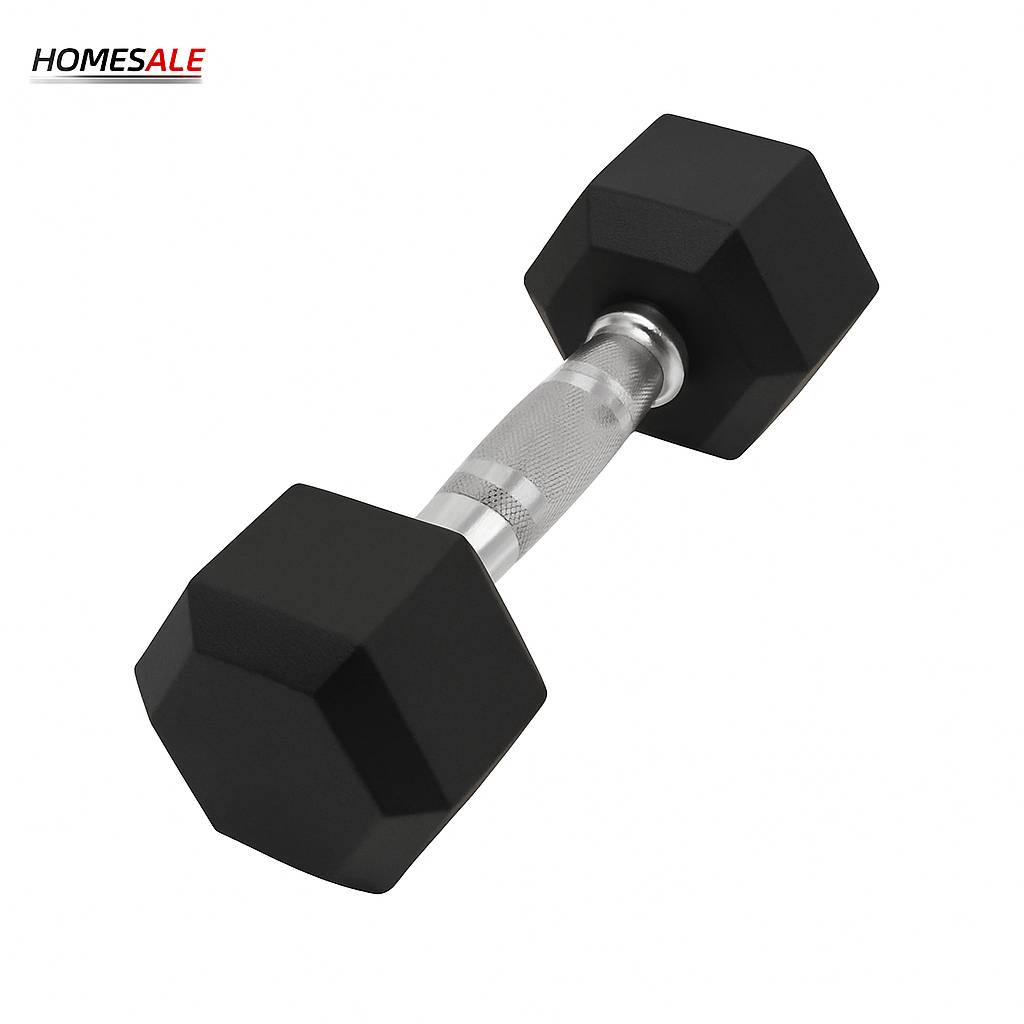 Pesa Hexagonal 40 lbs Nucleo en Hierro y Revestimiento de Caucho - mancuernas - Homesale | HS - PEH40LBBK