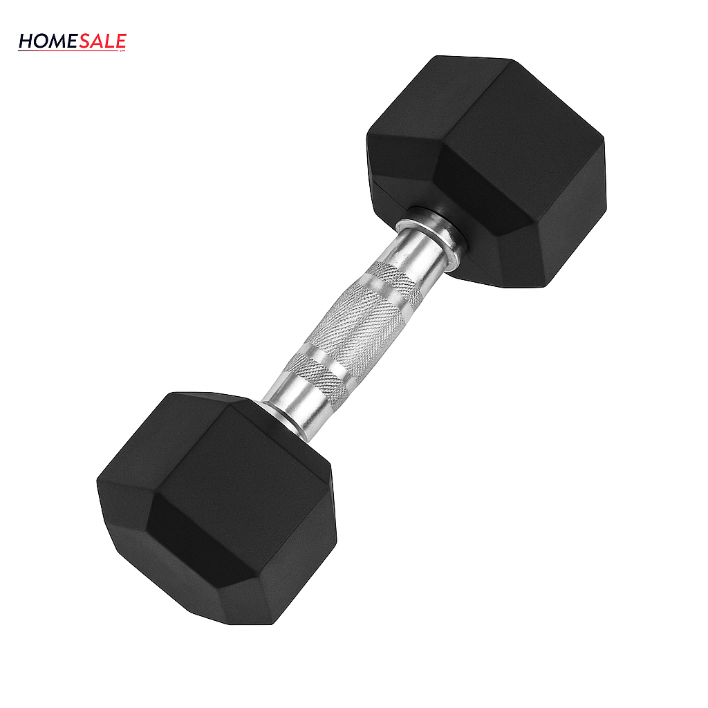 Pesa Hexagonal 40 lbs Nucleo en Hierro y Revestimiento de Caucho - mancuernas - Homesale | HS - PEH40LBBK