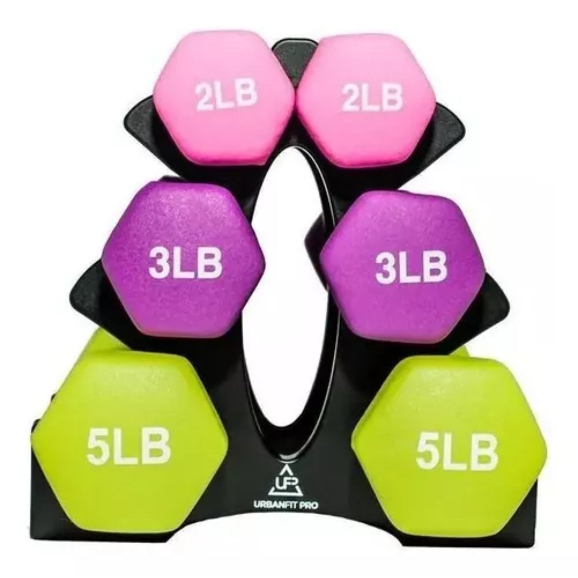 Set Kit Mancuernas Pesas 2, 3 Y 5 Lbs Forro Neopreno Y Soporte - Fitness - Homesale | HS - PEMV123
