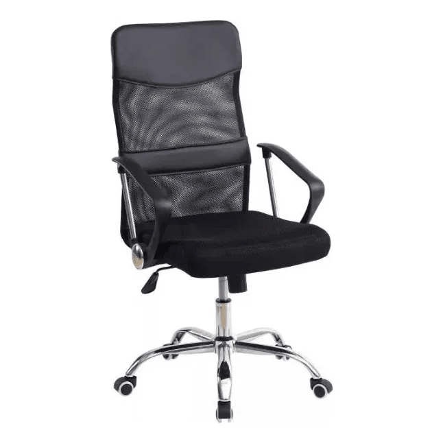 Silla De Oficina Ejecutiva Ergonómica Malla Negra Rotación 360° Altura Ajustable Base Estrella - moviliario - home sale | HS-SIOFNY02BK