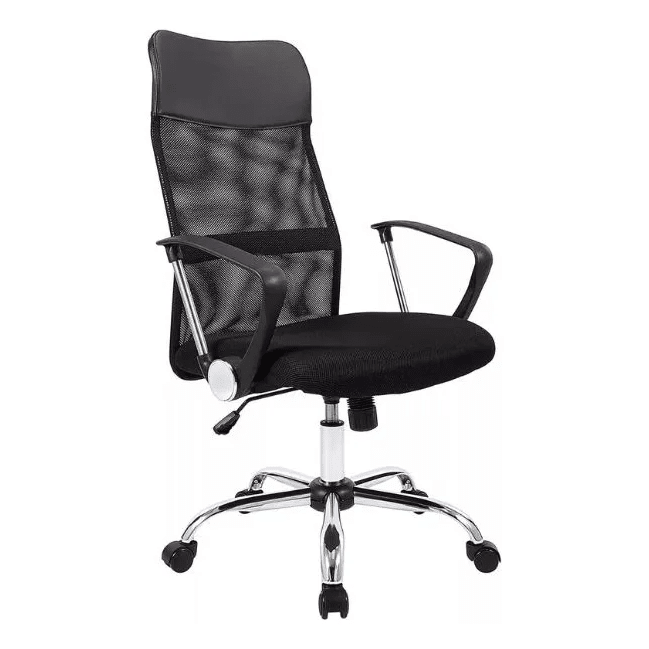 Silla De Oficina Ejecutiva Ergonómica Malla Negra Rotación 360° Altura Ajustable Base Estrella - moviliario - home sale | HS-SIOFNY02BK
