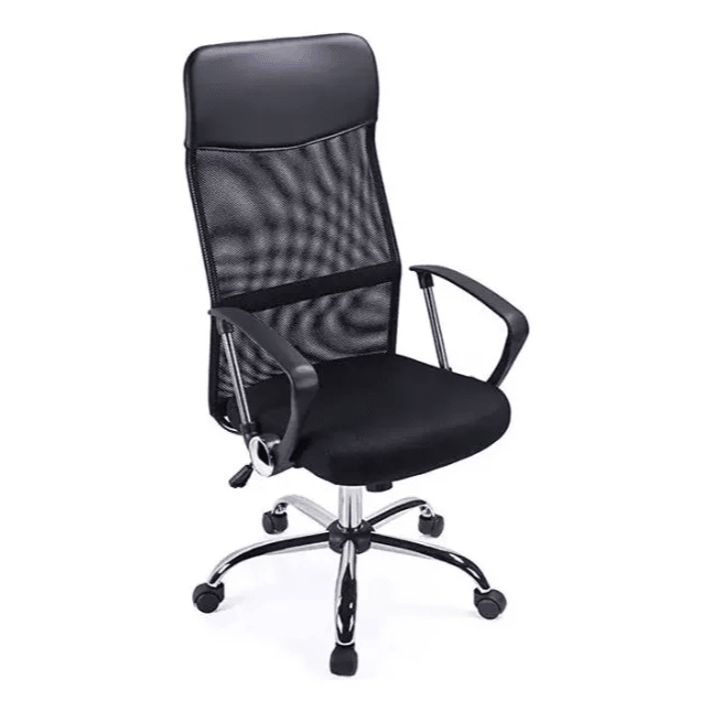 Silla De Oficina Ejecutiva Ergonómica Malla Negra Rotación 360° Altura Ajustable Base Estrella - moviliario - home sale | HS-SIOFNY02BK