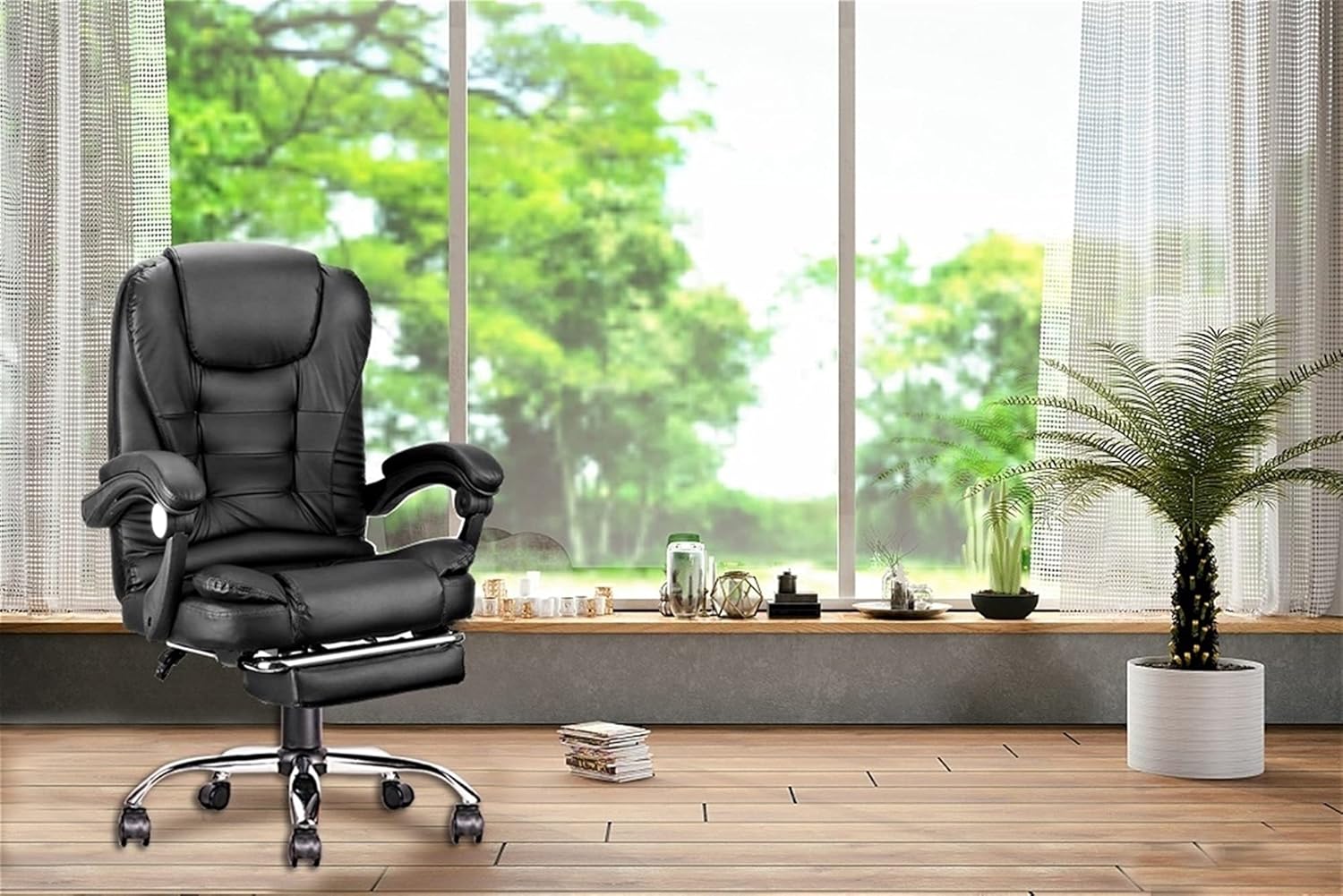 Silla De Oficina Gerencial Ecocuero Ergonomica Ajuste de Altura Con Posapie - moviliario - Homesale | HS - SIOFCUBK