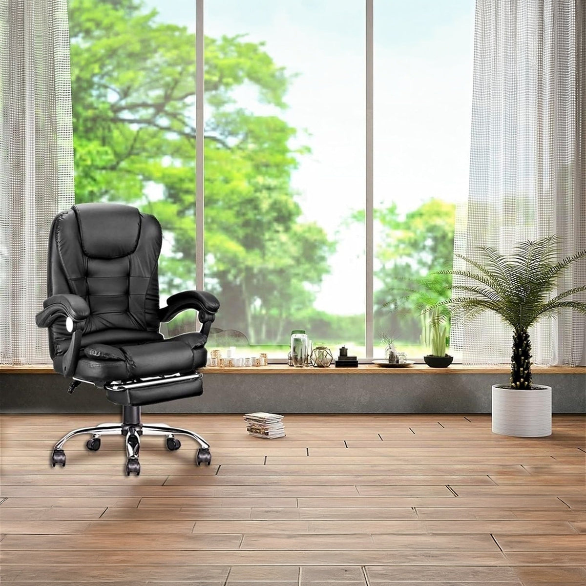 Silla De Oficina Gerencial Ecocuero Ergonomica Ajuste de Altura Con Posapie - moviliario - Homesale | HS-SIOFCUBK