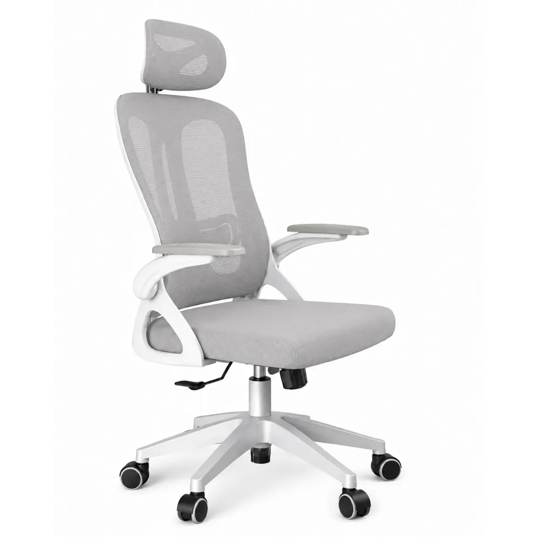 Silla Oficina Ergonomica Reclinable Ajuste Altura Posacabeza Gris Nylon / Policarbonato / Metal - moviliario - Homesale | HS-SIOFNY01BG