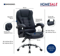 Silla Para Oficina sillón Gerencial Ecocuero Reclinable Altura Regulable - moviliario - Homesale | HS - SIOFCUECBK