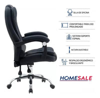 Silla Para Oficina sillón Gerencial Ecocuero Reclinable Altura Regulable - moviliario - Homesale | HS - SIOFCUECBK