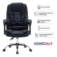 Silla Para Oficina sillón Gerencial Ecocuero Reclinable Altura Regulable - moviliario - Homesale | HS - SIOFCUECBK