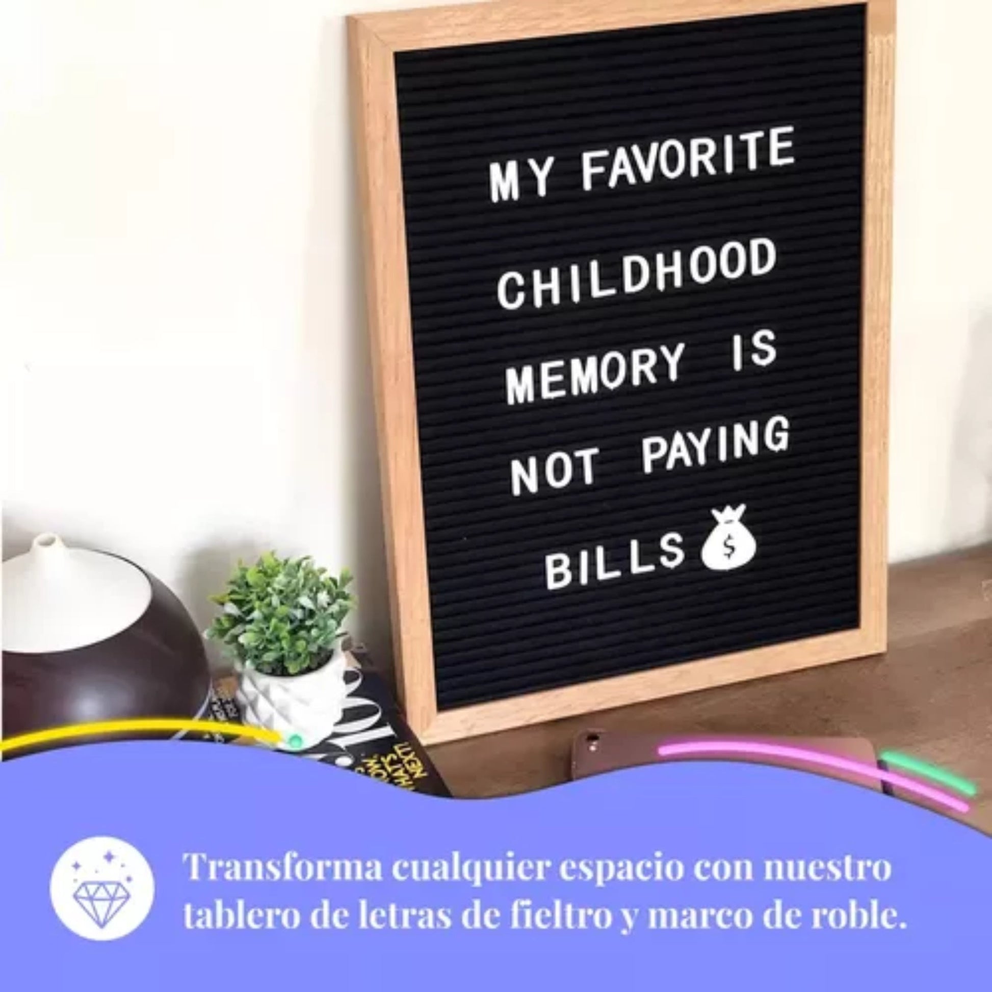 Tablero Pizarra Cartelera Decorativo Mensajes Color Negro - Homesale | HS - TADEMSNG