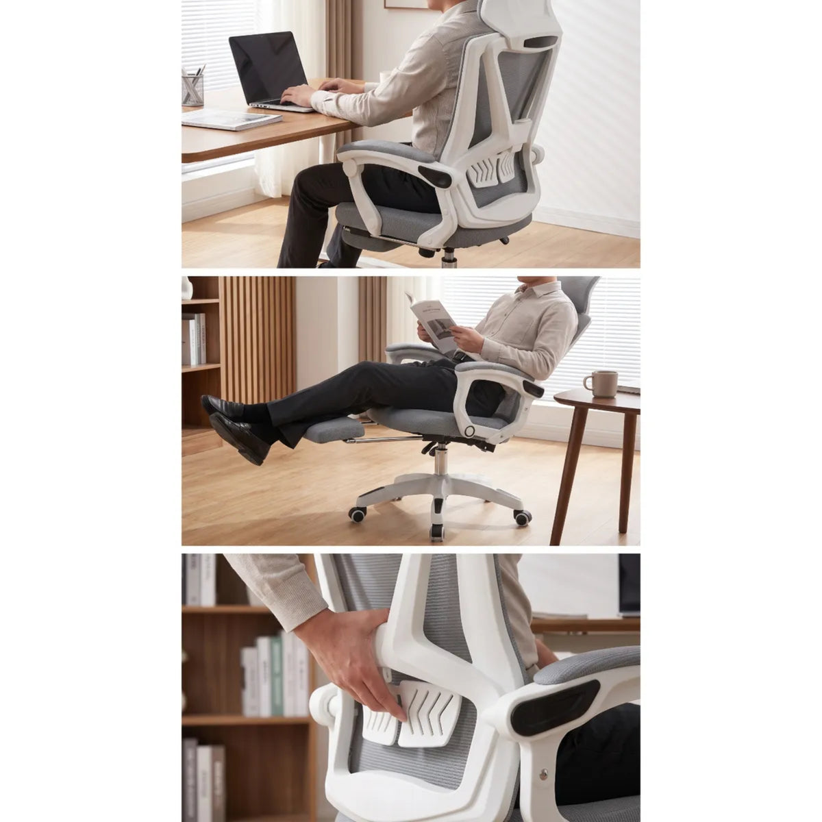Silla de Oficina Ergonómica Gerencial con Apoyacabezas y Apoya Pies Reclinable