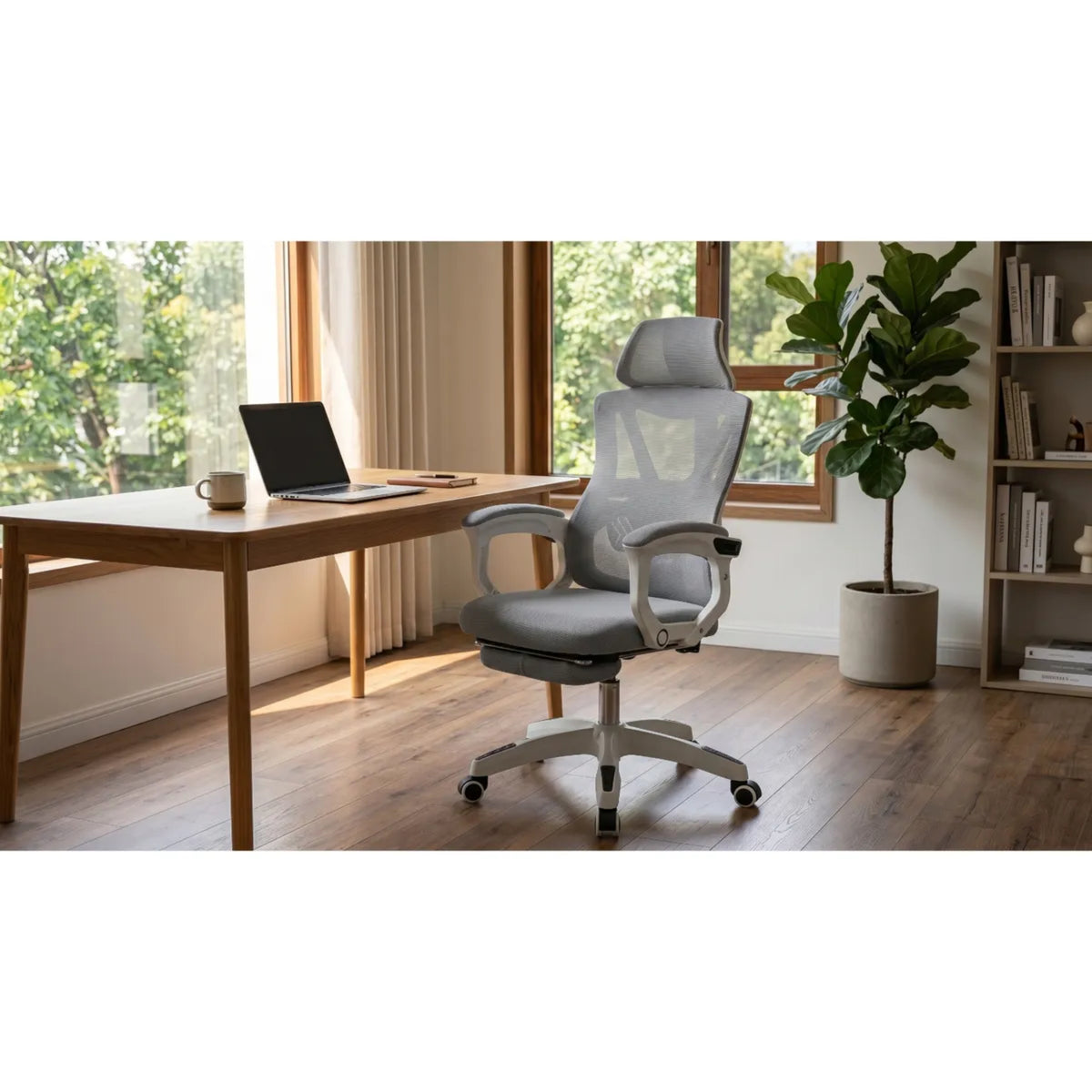 Silla de Oficina Ergonómica Gerencial con Apoyacabezas y Apoya Pies Reclinable