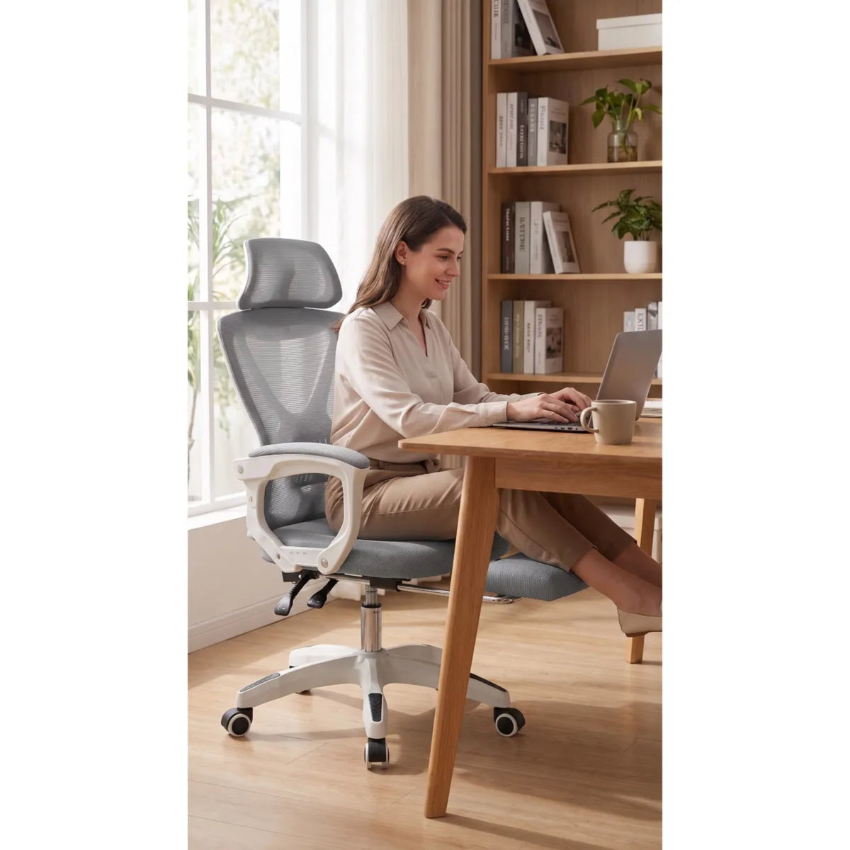 Silla de Oficina Ergonómica Gerencial con Apoyacabezas y Apoya Pies Reclinable