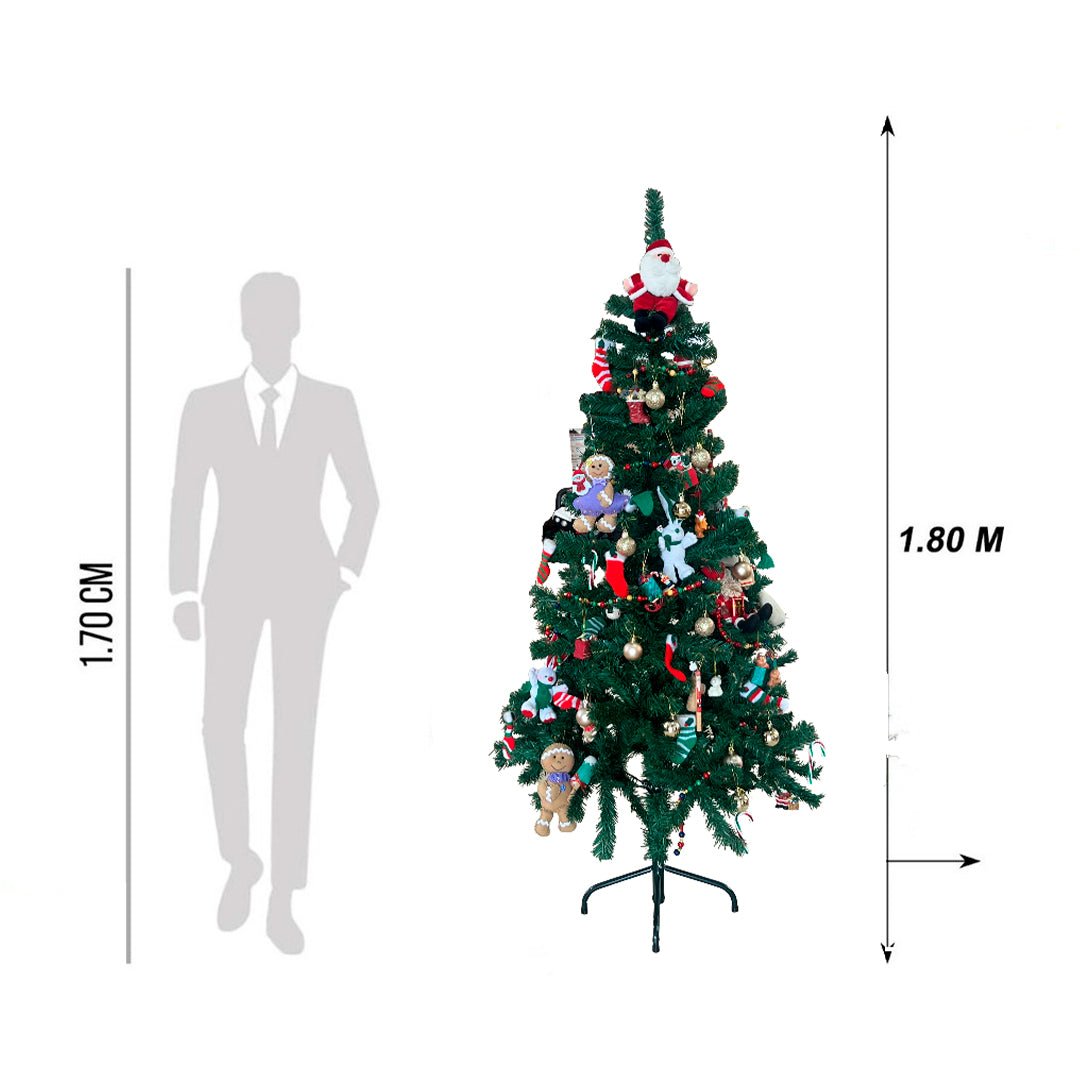 Arbol De Navidad 1.80cm Luces Opt 850 Ramas Verde - Árbol de Navidad - Homesale | HS-ANL180